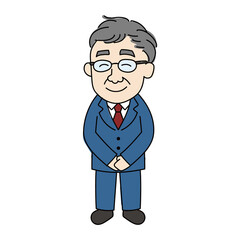 微笑んで立っているスーツの男性の全身　弁護士、先生、税理士