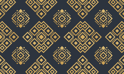 Navajo gold seamless patterns. Aztec elements, vector design. Tribal background in boho style. One of the collection. Chevrons, curves, checks, squares, tiles, rhombuses, diamonds