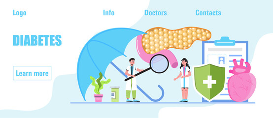 Insulin header concept vector. Diabetes mellitus, type 2 diabetes