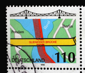 A stamp printed in Germany shows Glienicke Bridge between Berlin and Potsdam, circa 1998