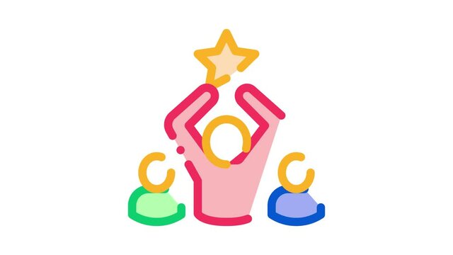 Winner Star Human Talent animated icon on white background