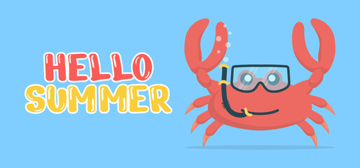 Hand draw illustration of summer greeting banner.