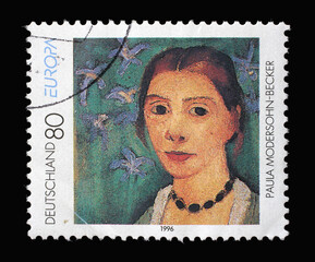 A stamp printed in Germany shows Self-portrait, by Paula Modersohn-Becker (1876-1907), circa 1996