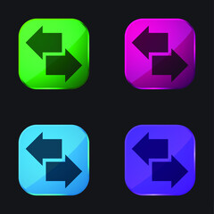 Back four color glass button icon
