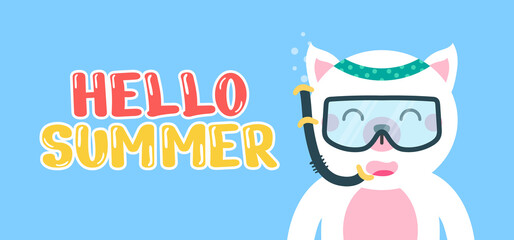 Hand draw illustration of summer greeting banner.