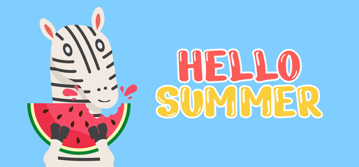 Hand draw illustration of summer greeting banner.