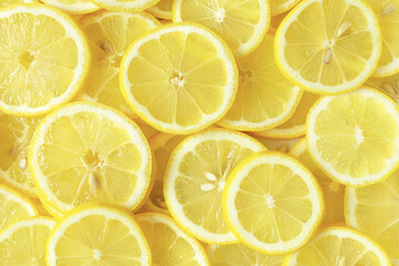 Fototapeta premium Lemon slice background material. レモンスライスの背景素材