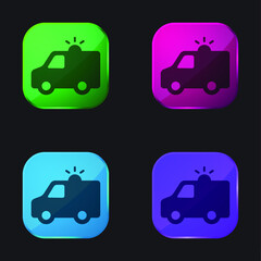 Ambulance With Light four color glass button icon