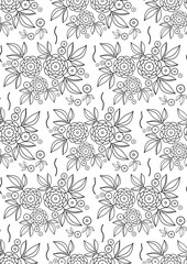seamless floral pattern. contour drawing. vertical cover. a4. coloring, template, print.