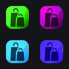 Bags four color glass button icon