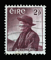 A stamp printed in Ireland shows Thomas O'Crohan (1856-1937), Birth Centenary, circa 1957