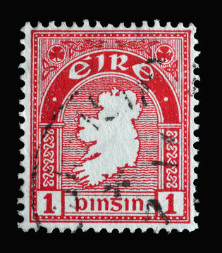 A stamp printed in Ireland shows Map of Ireland, circa 1923