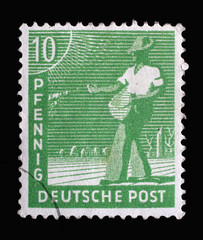Stamp printed in Germany, American-British-Soviet Occupation (Trizone) shows Sower, circa 1948