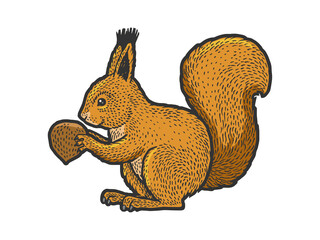 squirrel with nut sketch raster