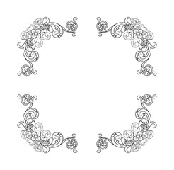 Decorative hand drawn classic vintage ornament. Retro hand drawn dividers victorian old frames. Text lines vintage border scribble dividing line elements doodle vector illustration