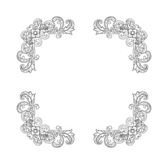 Decorative hand drawn classic vintage ornament. Retro hand drawn dividers victorian old frames. Text lines vintage border scribble dividing line elements doodle vector illustration