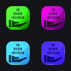 Binary Code four color glass button icon