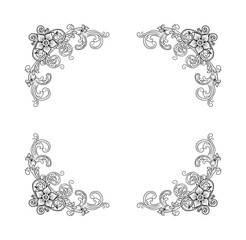 Decorative hand drawn classic vintage ornament. Retro hand drawn dividers victorian old frames. Text lines vintage border scribble dividing line elements doodle vector illustration