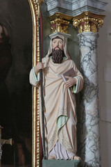 Fototapeta premium St. Cyril statue at the Altar of St. Anthony of Padua at the Church of the Visitation of the Blessed Virgin Mary in Cirkvena, Croatia