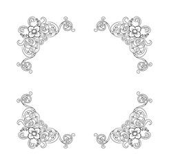 Decorative hand drawn classic vintage ornament. Retro hand drawn dividers victorian old frames. Text lines vintage border scribble dividing line elements doodle vector illustration