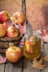 Glass of Apple Juice and Fresh Apples