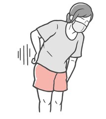 マスク　腰痛　腰　痛い　若い女性