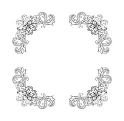 Decorative hand drawn classic vintage ornament. Retro hand drawn dividers victorian old frames. Text lines vintage border scribble dividing line elements doodle vector illustration