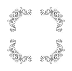 Decorative hand drawn classic vintage ornament. Retro hand drawn dividers victorian old frames. Text lines vintage border scribble dividing line elements doodle vector illustration