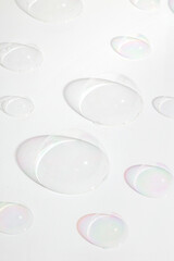 A hemisphere of a transparent soap bubbles on white background with trendy shadows. 
