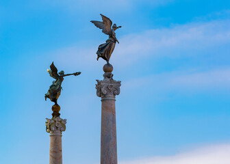 Winged women statues at the Altare della Patria (Altar of the Fatherland) monument in Rome, Italy