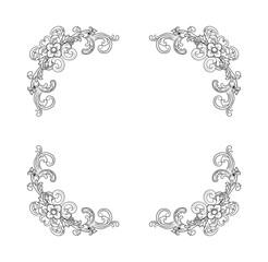 Decorative hand drawn classic vintage ornament. Retro hand drawn dividers victorian old frames. Text lines vintage border scribble dividing line elements doodle vector illustration