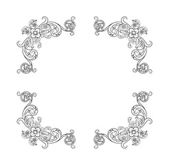 Decorative hand drawn classic vintage ornament Text Separator. Retro hand drawn text dividers victorian old frames. Text lines vintage border scribble dividing line elements doodle vector illustration
