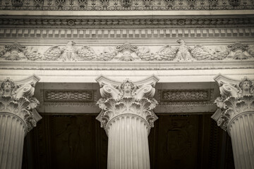 Architectural details of  the Altare della Patria (Altar of the Fatherland) also known as the Monumento Nazionale a Vittorio Emanuele II (National Monument to Victor Emmanuel II) in Rome, Italy