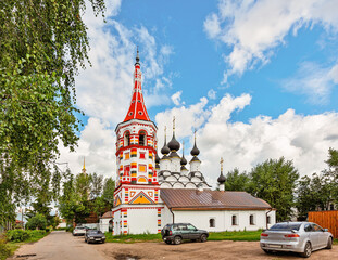 Antipievskaya and Lazarevskaya churches in Suzdal (historic small town in Vladimir region). Golden...