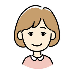 笑顔の女性のバストアップイラスト
