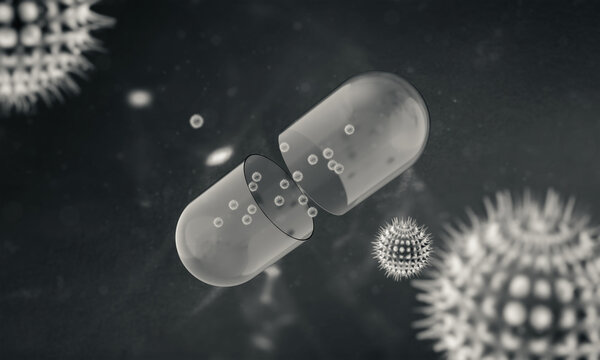 Capsule with virus inside