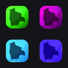 Bolivia four color glass button icon