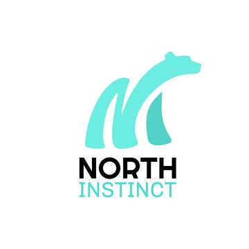 North Instinct Blue polar bear animal arctic logo concept design illustration