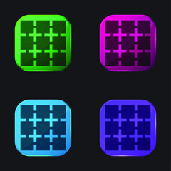 Blockchain four color glass button icon