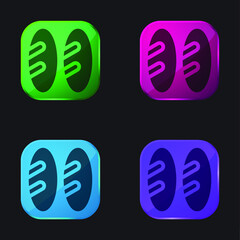 Bread four color glass button icon