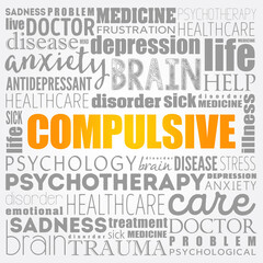 Compulsive word cloud collage, health concept background