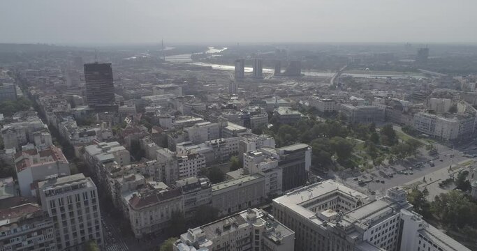 Belgrade city center - Aerial drone view