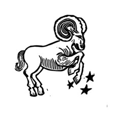 Aries linocut print illustration