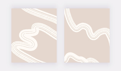 Neutral abstract wall art prints with white lines