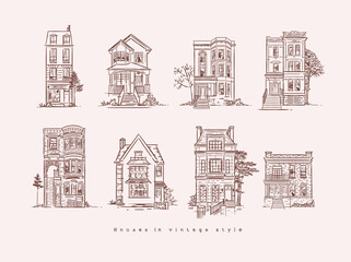 House vintage style brown lines