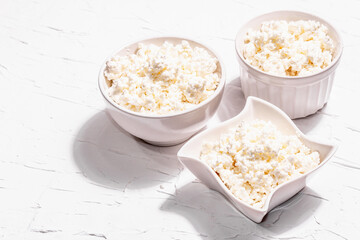 Cottage cheese in a ceramic bowl
