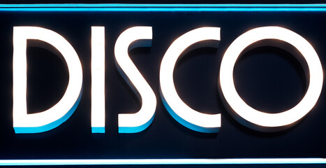 Illuminated signboard of Disco