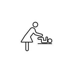 Mother swaddle baby icon on white background. Symbol of Toilet denoting Room for Mother and baby WC emblem. Vector EPS 10