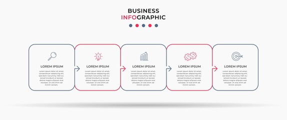 Vector Infographic design business template with icons and 5 options or steps. Can be used for process diagram, presentations, workflow layout, banner, flow chart, info graph