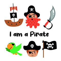 Vector image. Nice drawings of pirates.
Children's image to decorate.